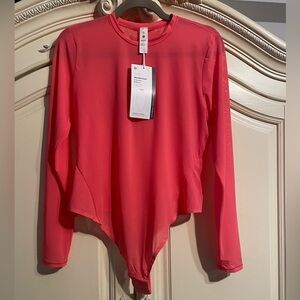 Lululemon NWT Nulu Mesh Long-Sleeve Crewneck Bodysuit Glaze Pink Size XL